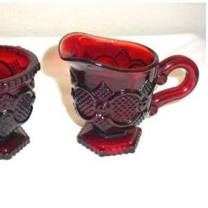 Avon 1876 Cape Cod Ruby Sugar Dish and Creamer